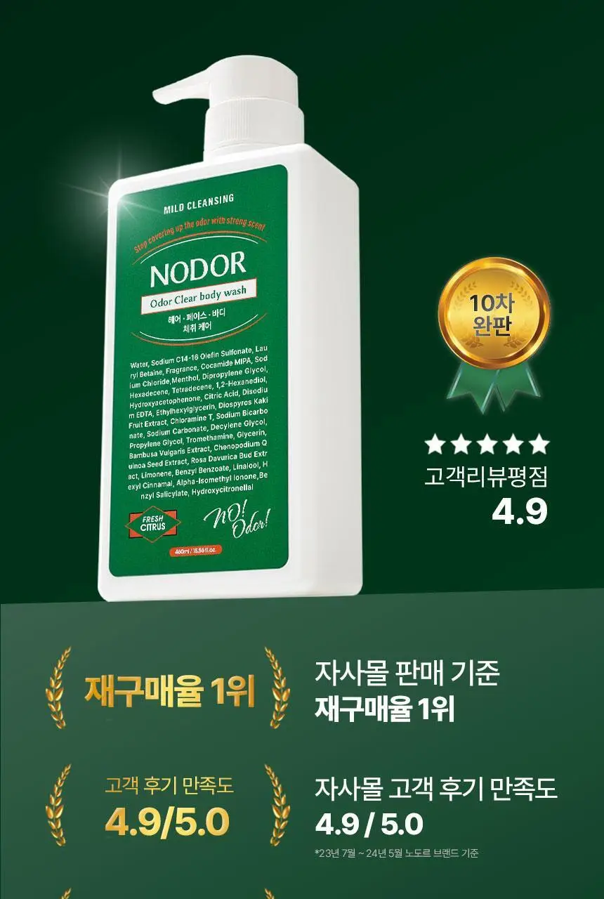 [1위 올인원 바디워시] 노도르 바디워시 460ml 3종 택 1 (올인원 / 아크네 / 모이스춰) 상세페이지 7